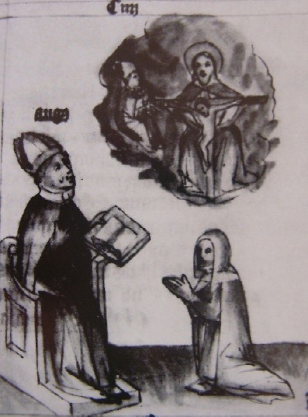 Agostino davanti alla Trinit non vede una donna che lo invoca, immagine tratta dalla Historia Augustini