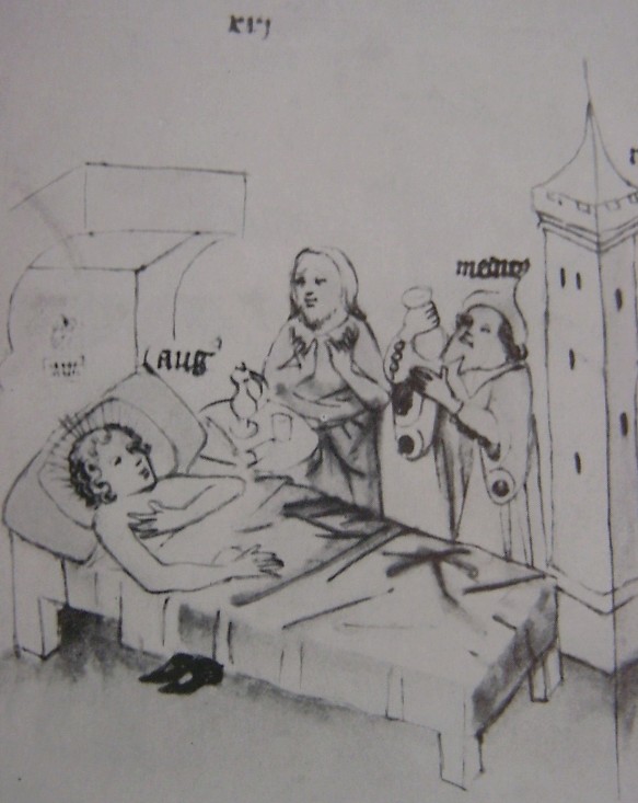 Agostino si ammala a Roma, immagine tratta dalla Historia Augustini