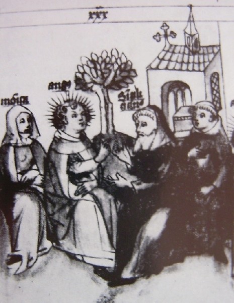 Agostino incontra l'eremita Simpliciano, immagine tratta dalla Historia Augustini