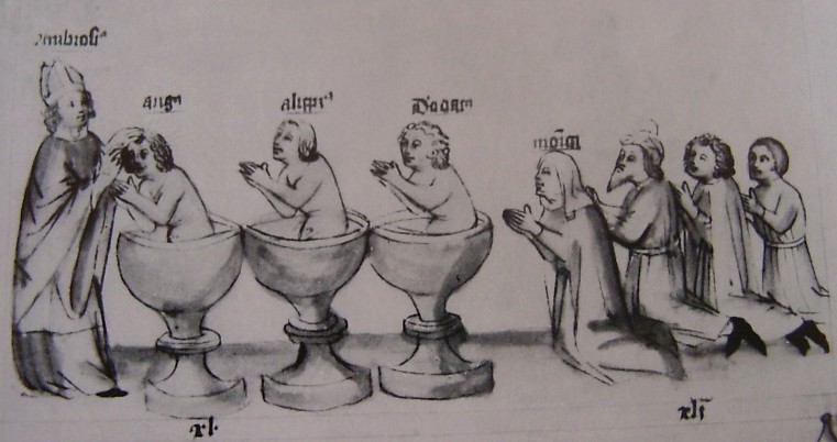 Battesimo di Agostino, immagine tratta dalla Historia Augustini