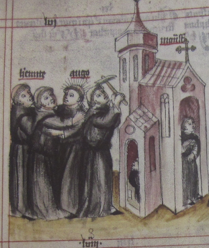 Agostino costruisce un monastero, immagine tratta dalla Historia Augustini