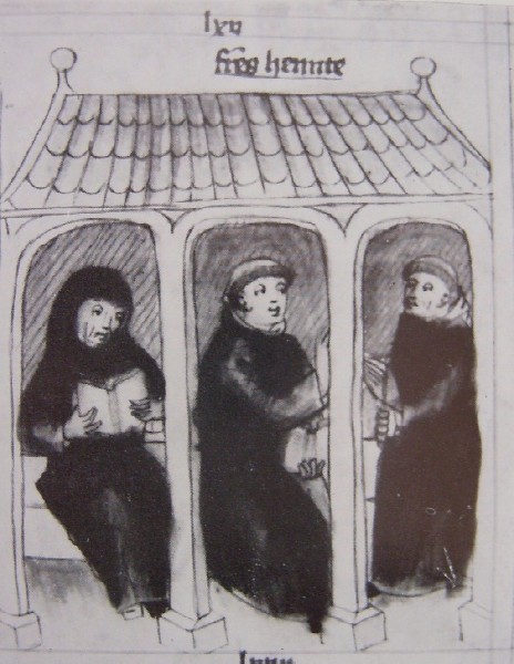 Dalla sesta alla nona ora: i monaci leggono e pregano, immagine tratta dalla Historia Augustini