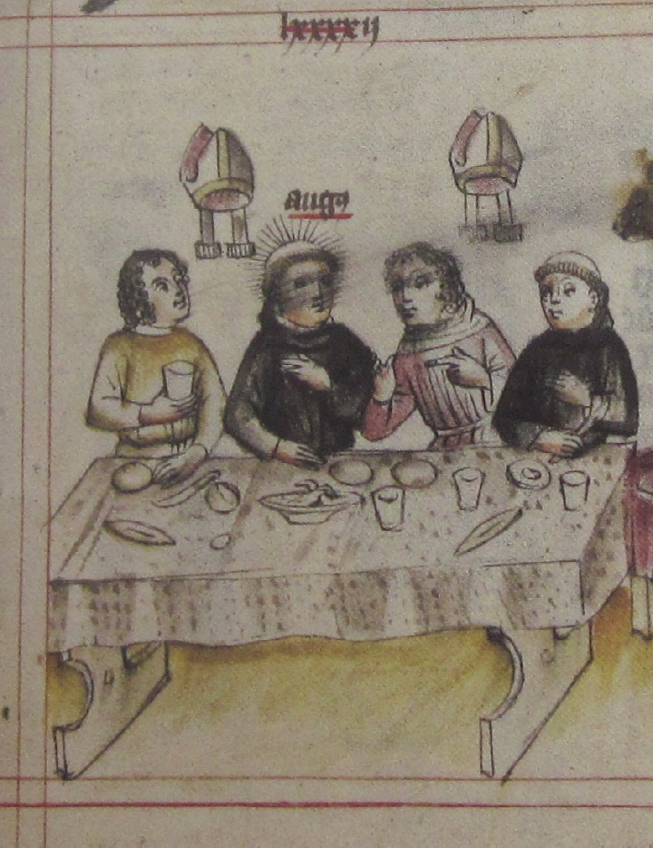 Agostino segue una dieta frugale, immagine tratta dalla Historia Augustini