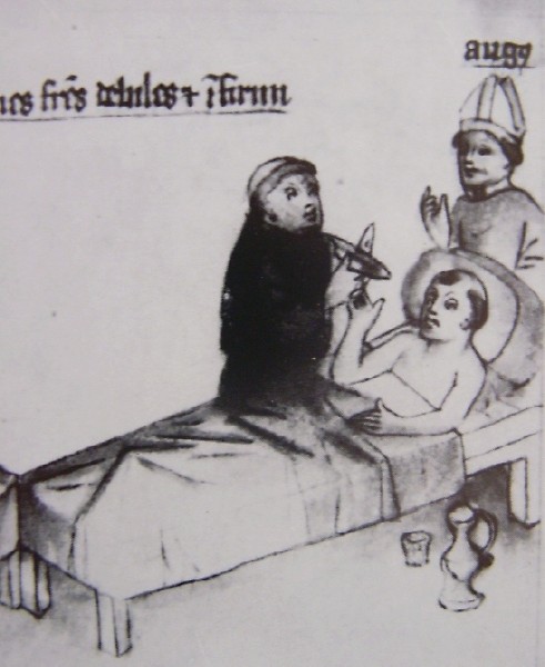 Agostino visita i monaci malati, immagine tratta dalla Historia Augustini