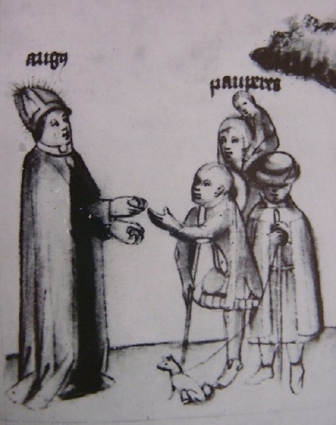 Agostino visita i poveri, immagine tratta dalla Historia Augustini