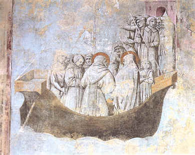 Agostino approda a Pisa, affresco del Chiostro de' Beati a Lecceto