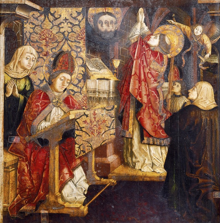 Agostino e la vedova, nel pannello del Maestro di Uttenheim nel convento di Novacella