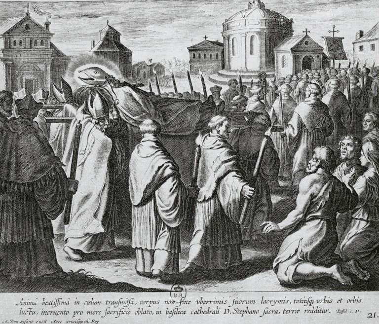 Funerali di Agostino, dalla stampa di Bolswert pubblicata a Parigi nel 1624