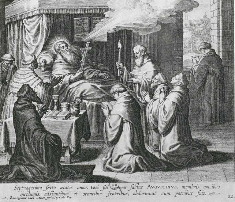 Morte di Agostino, dalla stampa di Bolswert pubblicata a Parigi nel 1624