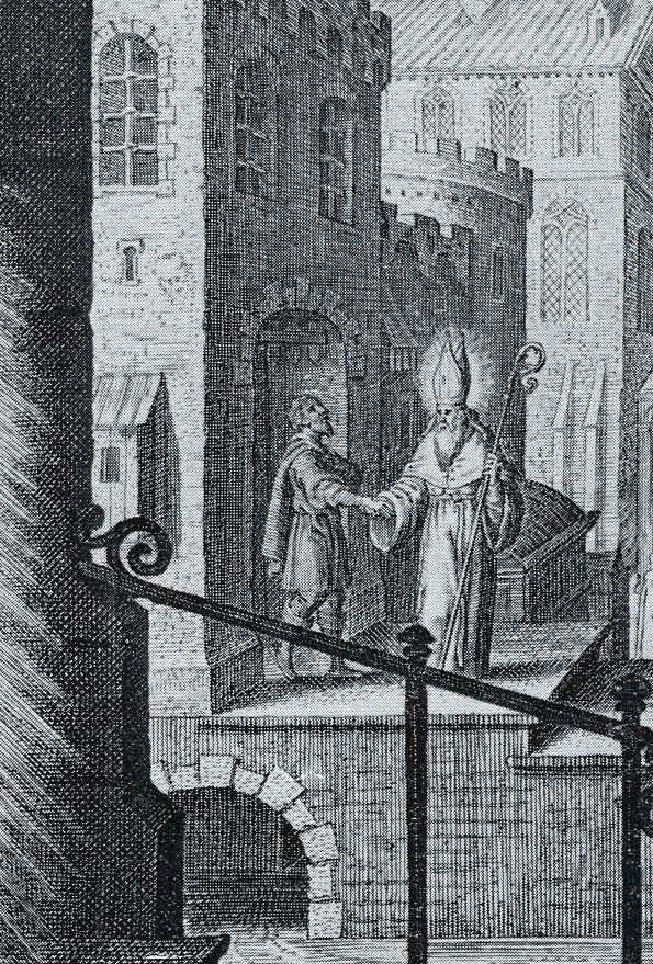 Agostino libera un prigioniero, dalla stampa di Bolswert pubblicata a Parigi nel 1624