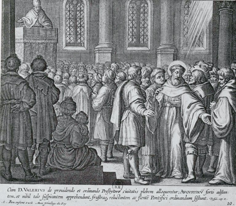 Ordinazione sacerdotale di Agostino, dalla stampa di Bolswert pubblicata a Parigi nel 1624