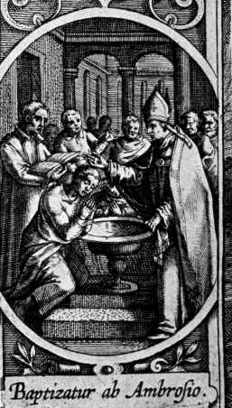 Battesimo di Agostino nella stampa di Collaert alla Biblioteca Nazionale di Parigi