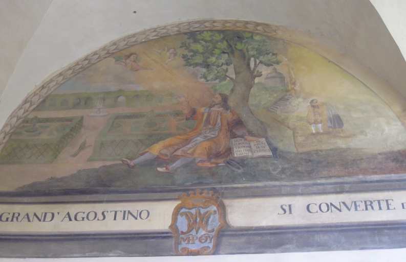 La scena del tolle lege a Milano nel chiostro del convento agostiniano di Cortona