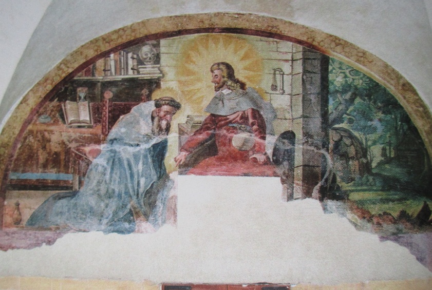 Agostino lava i piedi al Cristo pellegrino