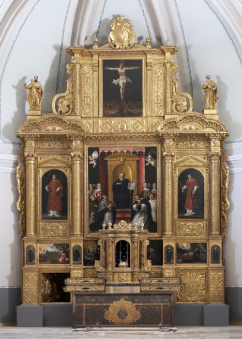 Retablo dell'altare maggiore con episodi della vita di sant'Agostino