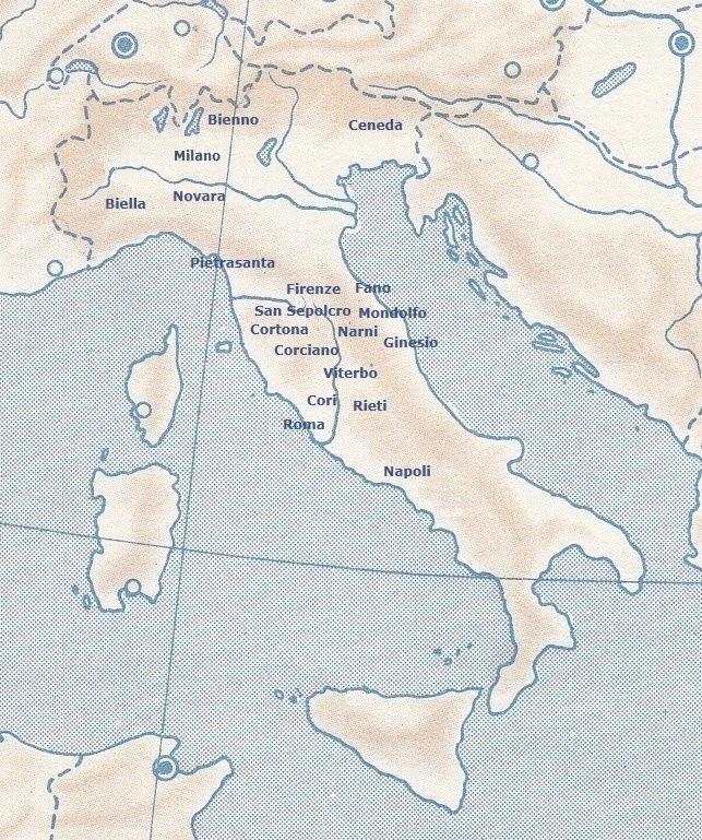 Localizzazione dei cicli agostiniani in Europa nel Seicento