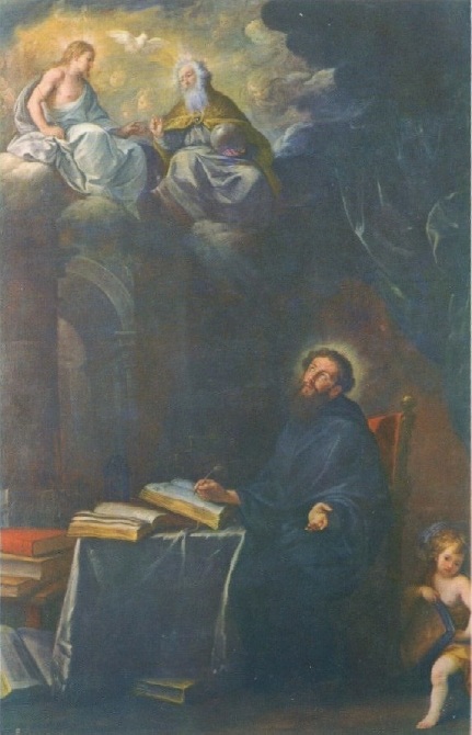 Agostino ispirato da Dio scrive il De Trinitate