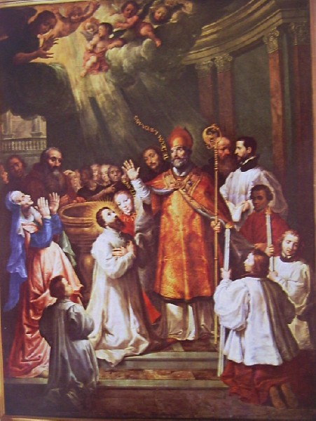 Battesimo di Agostino nella Tavola dipinta da Martinus Pepijn per la Cappella dell'Ospedale di Santa Elisabetta ad Anversa