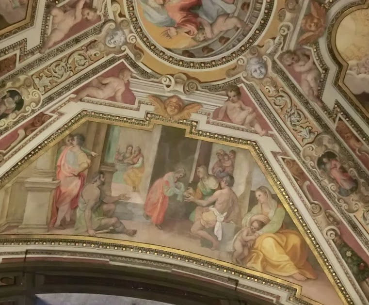 Nascita di Agostino: particolare degli affreschi di Ricci nella Cappella di S. Monica