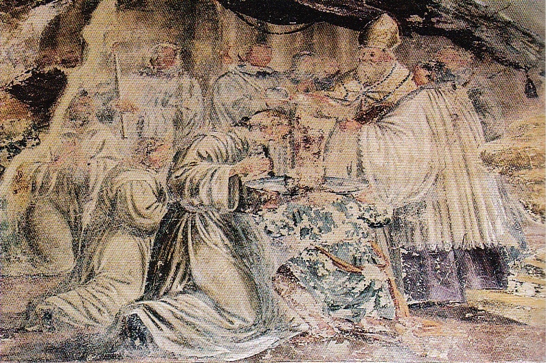 Il battesimo di Agostino, lunetta nel chiostro agostiniano di San Sepolcro