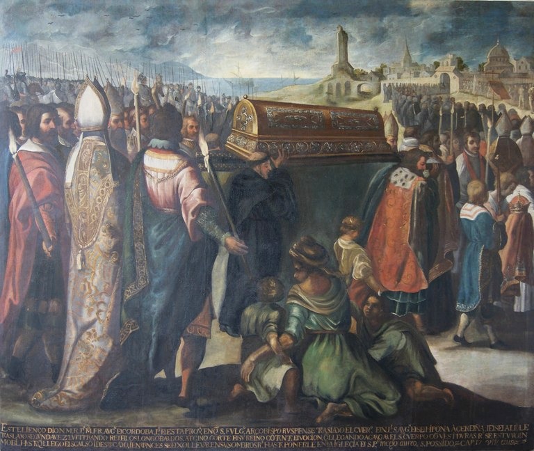 Traslazione delle reliquie, opera di Miguel de Santiago nel convento agostiniano di Quito