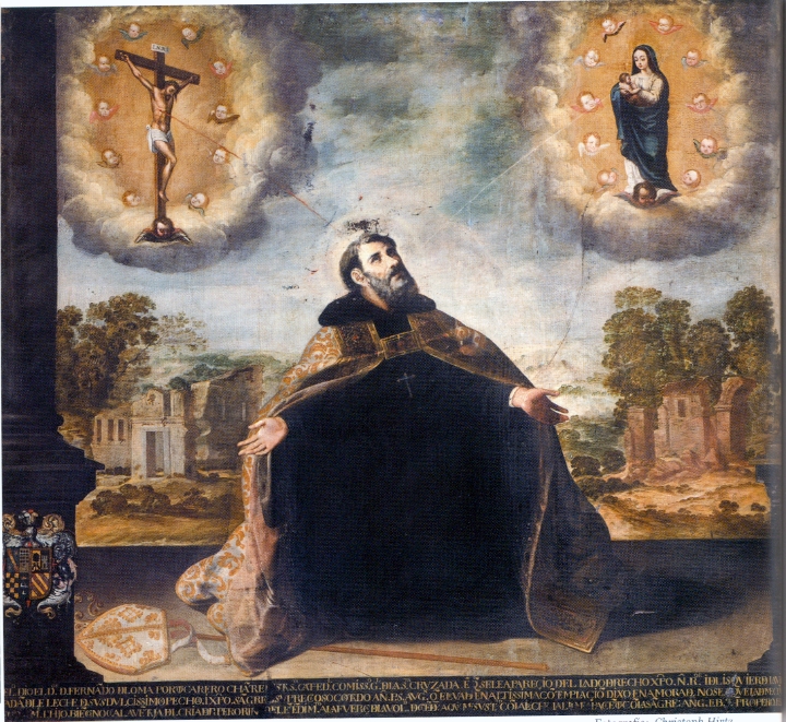 Agostino fra il sangue di Cristo e il latte della Vergine Maria, opera di Miguel de Santiago nel convento agostiniano di Quito