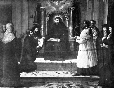 Agostino consegna la sua regola, opera di Miguel de Santiago nel convento agostiniano di Quito