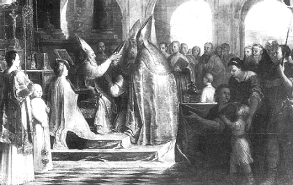 Agostino consacrato vescovo dipinto di Olivet nel Refettorio del Convento di Notre-Dame-des-Victoires a Parigi