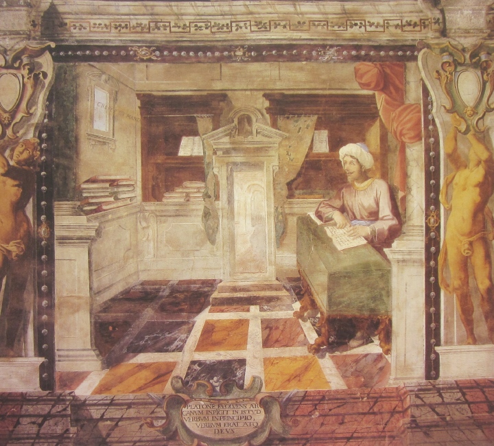 Affreschi di Ganassini nel chiostro della chiesa della SS. Trinit: Studia i neoplatonici