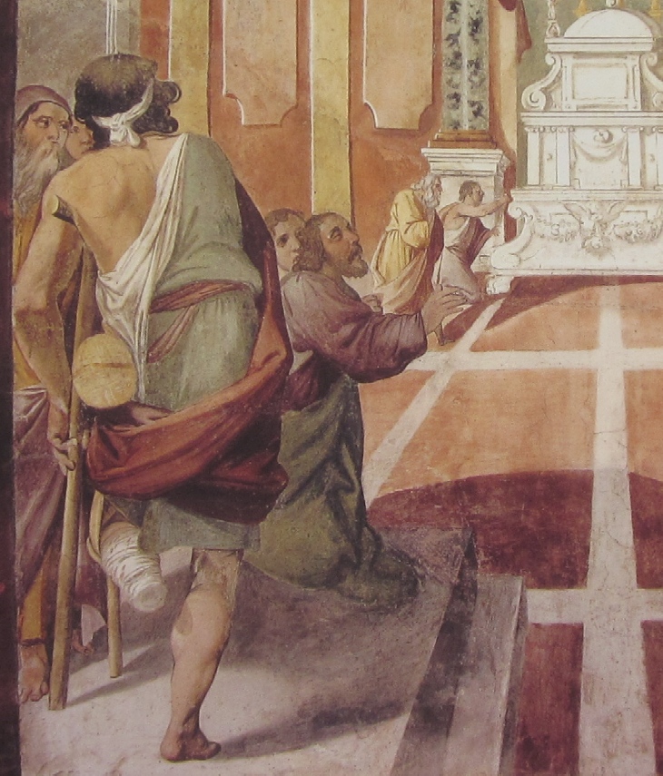 Affreschi di Ganassini nel chiostro della chiesa della SS. Trinit: Gli storpi visitano la tomba di Agostino a Pavia