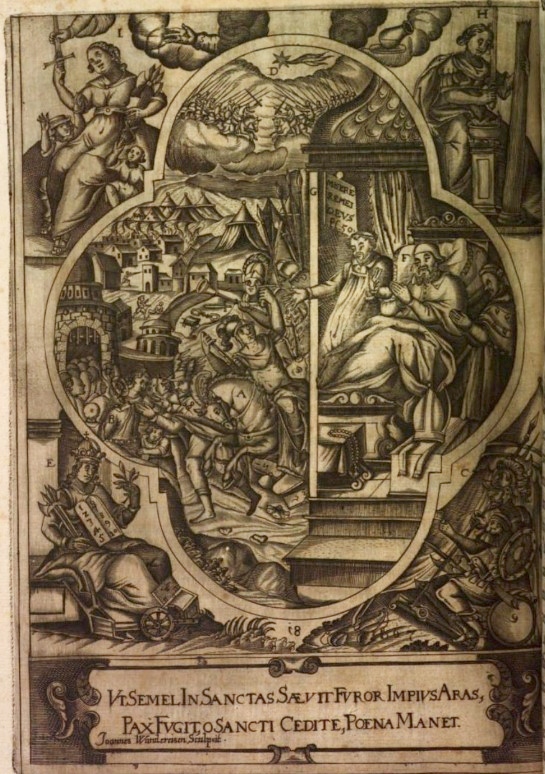Assedio di Ippona e malattia di Agostino, stampa seicentesca di Wandereisen pubblicata nel 1631 a Ingolstadt