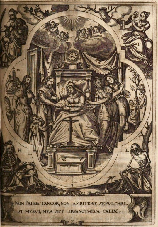 Morte di Monica, stampa seicentesca di Johannes Wandereisen pubblicata nel 1631 a Ingolstadt