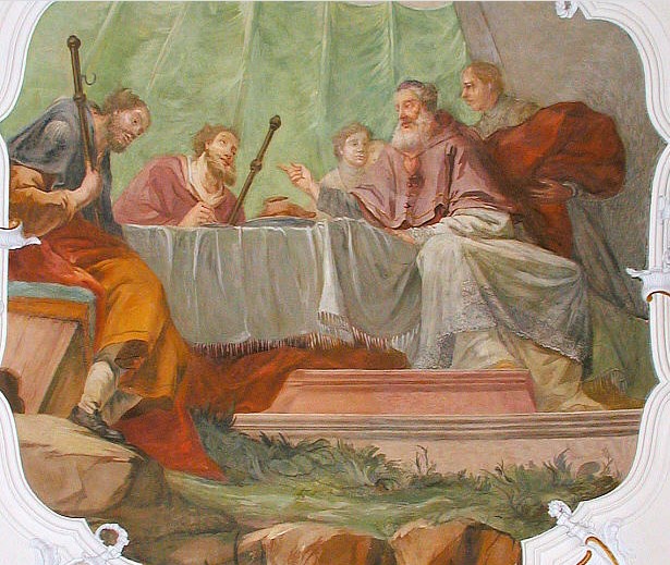 Agostino accoglie due pellegrini