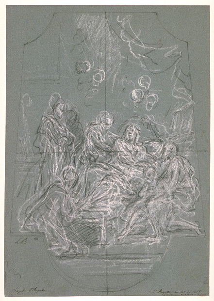 Disegno preparatorio della Morte di Agostino di Louis de Boullogne