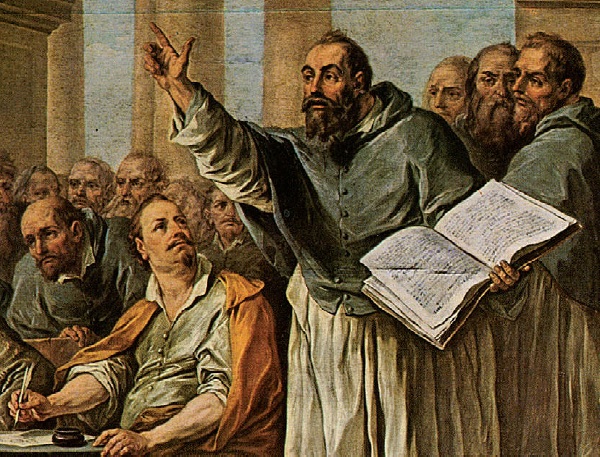 La disputa con gli eretici donatisti alla Conferenza di Cartagine,tela di Carl Van Loo nella Chiesa di Notre-Dame-des-Victoires a Parigi