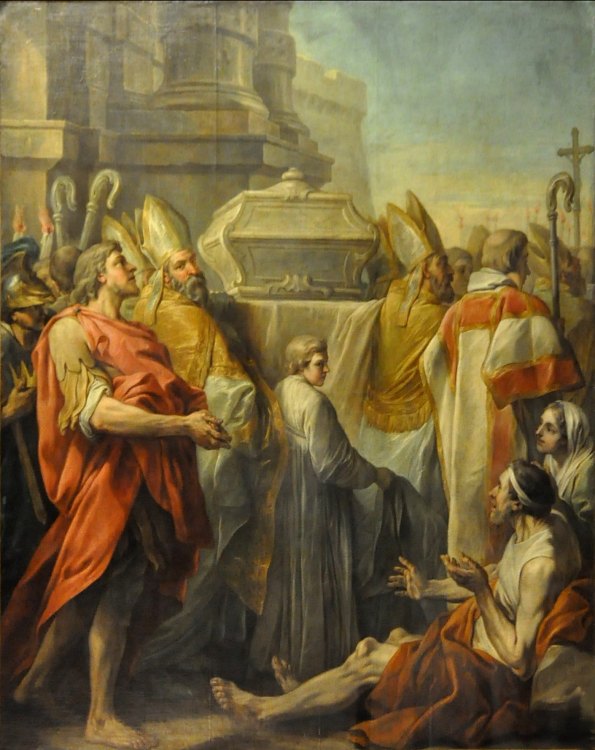 Traslazione delle reliquie di sant'Agostino, tela di Carl Van Loo nella Chiesa di Notre-Dame-des-Victoires a Parigi