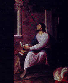 Particolare del Tolle lege nella Disputa tra sant'Ambrogio e sant'Agostino, tela di Procaccini nella chiesa agostiniana di san Marco a Milano