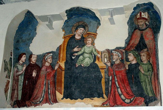 Vergine in trono col Bambino, Sant'Agostino e la famiglia Aliprandi, affresco nella chiesa agostiniana di san Marco a Milano