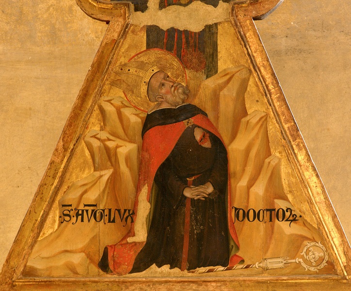 Agostino col cuore sanguinante, affresco nella chiesa di sant'Agostino dei Frati Eremitani a Padova