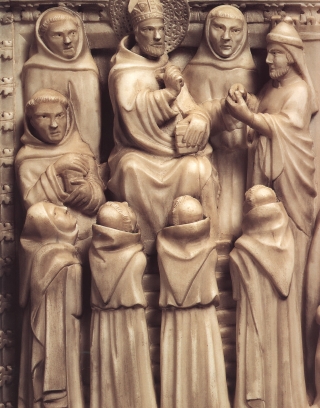 Agostino confuta Fortunato, pannello dell'Arca di sant'Agostino in san Pietro in Ciel d'Oro a Pavia