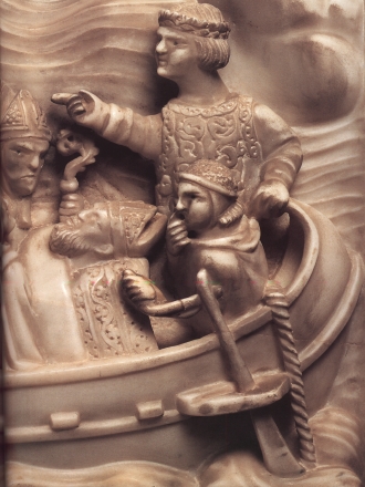 Traslazione delle reliquie dalla Sardegna, pannello dell'Arca di sant'Agostino in san Pietro in Ciel d'Oro a Pavia