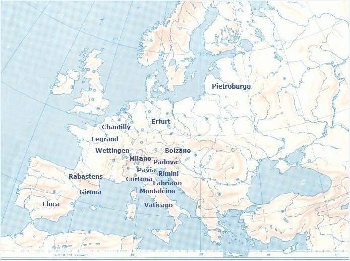 Localizzazione dei cicli agostiniani in Europa nel Trecento