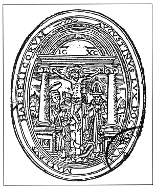 Agostino ai piedi della Croce, stemma dell'Ordine agostiniano nel 1582
