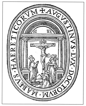 Agostino ai piedi della Croce, stemma dell'Ordine agostiniano nel 1625