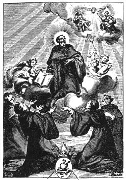 Agostino consegna la regola, stemma dell'Ordine agostiniano nel 1686