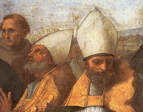 Sant'Agostino e sant'Ambrogio: affresco di Raffaello