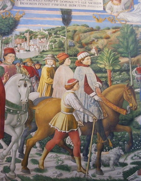 Agostino in viaggio: affresco di Benozzo Gozzoli nella chiesa di sant'Agostino a San Gimignano