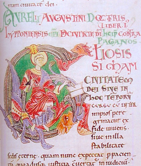 Agostino scrive nel suo studio, Parigi, Biblioteca Nazionale, ms. Lat. 2058
