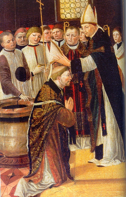 Agostino consacrato vescovo, dipinto di Ambrogio da Fossano detto il Bergognone