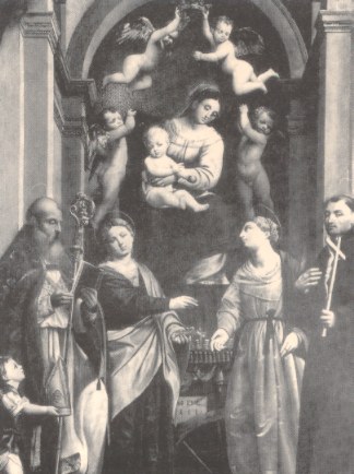 Madonna in trono col Bimbo tra i santi Agostino, Lucia, Caterina di Alessandria e Nicola da Tolentino